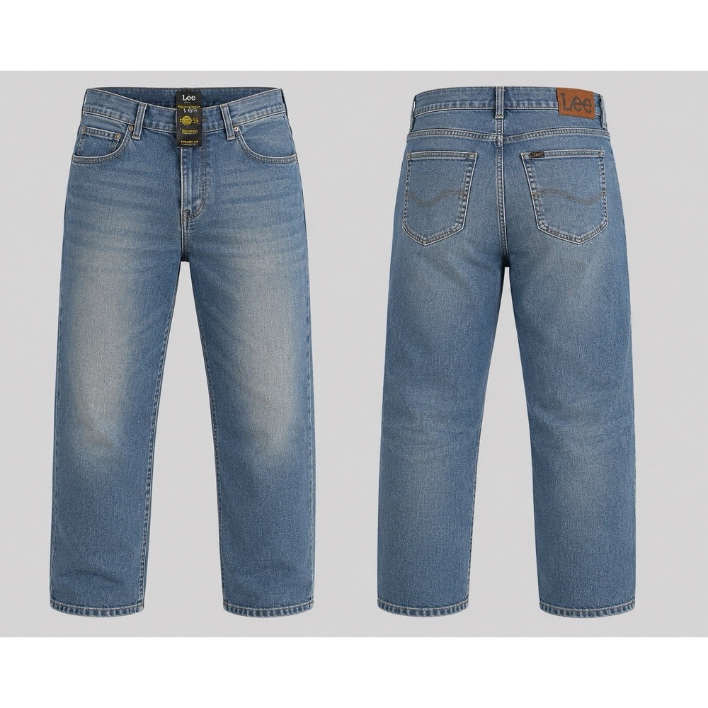 NWT Lee Extreme Motion Straight Fit Tapered Jeans 42X36 MED Wash Stretch Denim